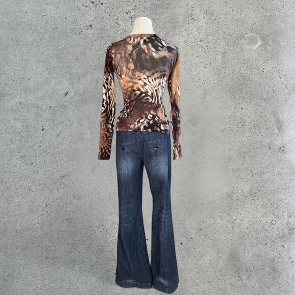 vintage micromesh animal print long sleeve top - Picture 7 of 8
